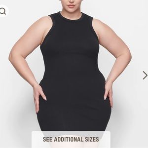SKIMS COTTON RIB TANK DRESS // BLACK // XS